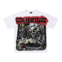 Life Hustlers Dark Skull Reaper Vintage Graphic Oversized Tee