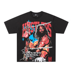 Life Hustlers Red Black Battle Graphic Vintage Streetwear Tee
