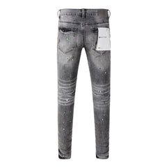 Purple JeansNew High Quality Mens Jeans Designer Jeans Fashion Distressed Ripped Denim Cargo For Men High Street Fashion 9031