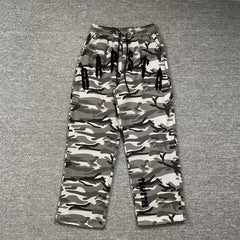 TRAPSTAR Loose Straight Sweatpants Gray camouflage