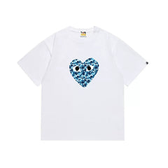 BAPE x PLAY Style Camo Heart Short-Sleeve Tee - White/Blue
