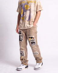 Mixed Emotions Newspaper Carpenter Pants Khaki