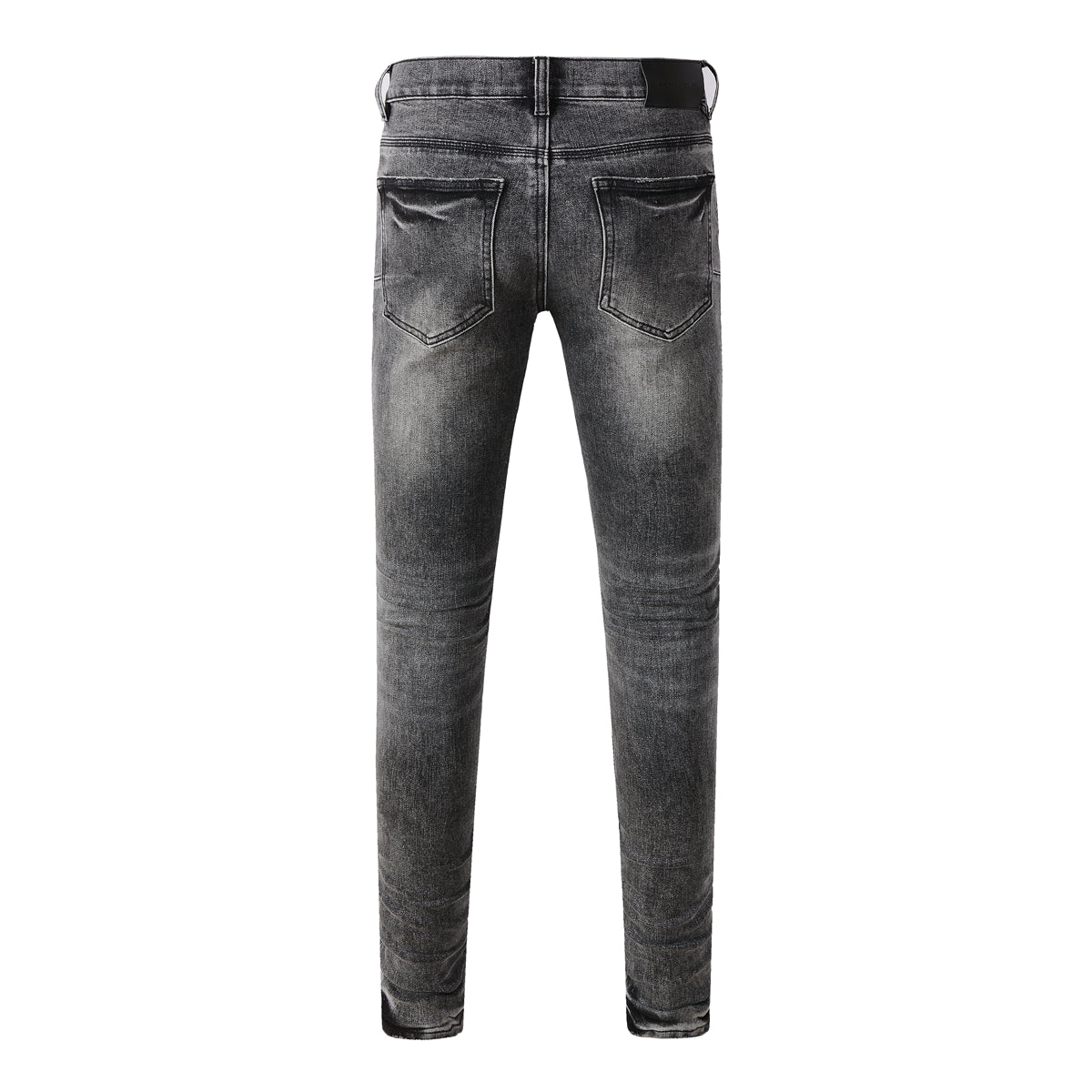 Purple Jeans Men Streetwear Jeans Distressed Grey Ripped Patch Leopard Skinny 9102