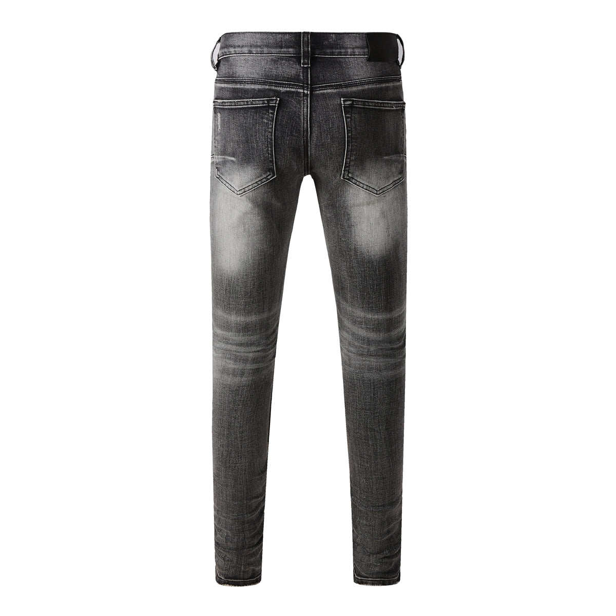 Purple Jeans Men Classic Streetwear Jeans Distressed Grey Ripped Skinny Fit 9103