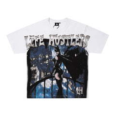 Life Hustlers Blue City Rider Vintage Graphic Streetwear Tee