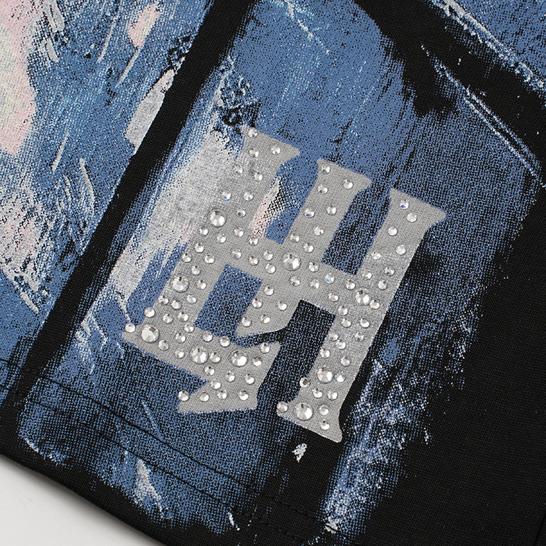 Life Hustlers Blue City Rider Vintage Graphic Streetwear Tee