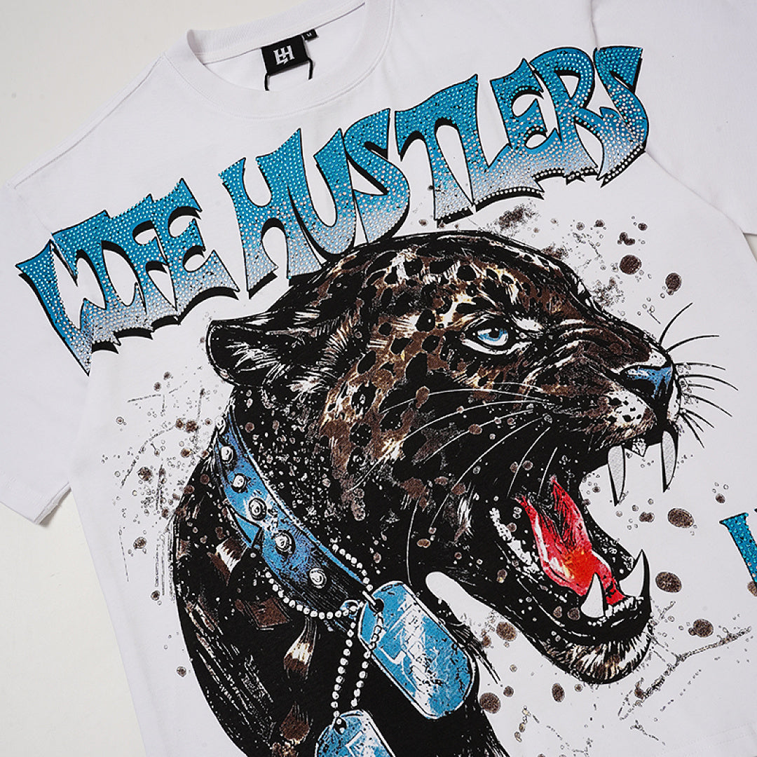 Life Hustlers Blue Panther Vintage Animal Graphic Oversized Tee