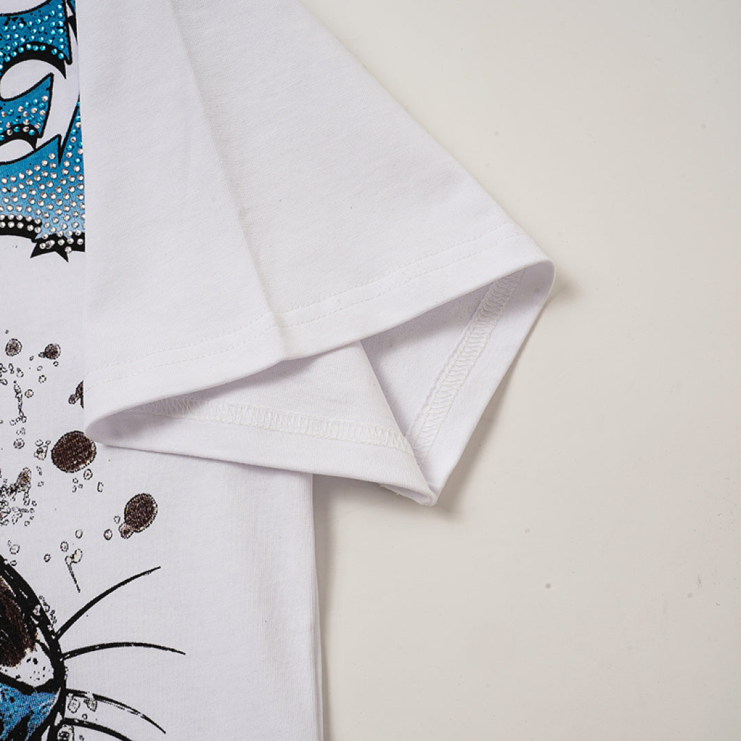 Life Hustlers Blue Panther Vintage Animal Graphic Oversized Tee