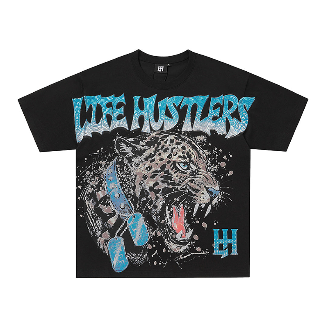 Life Hustlers Blue Panther Vintage Animal Graphic Oversized Tee
