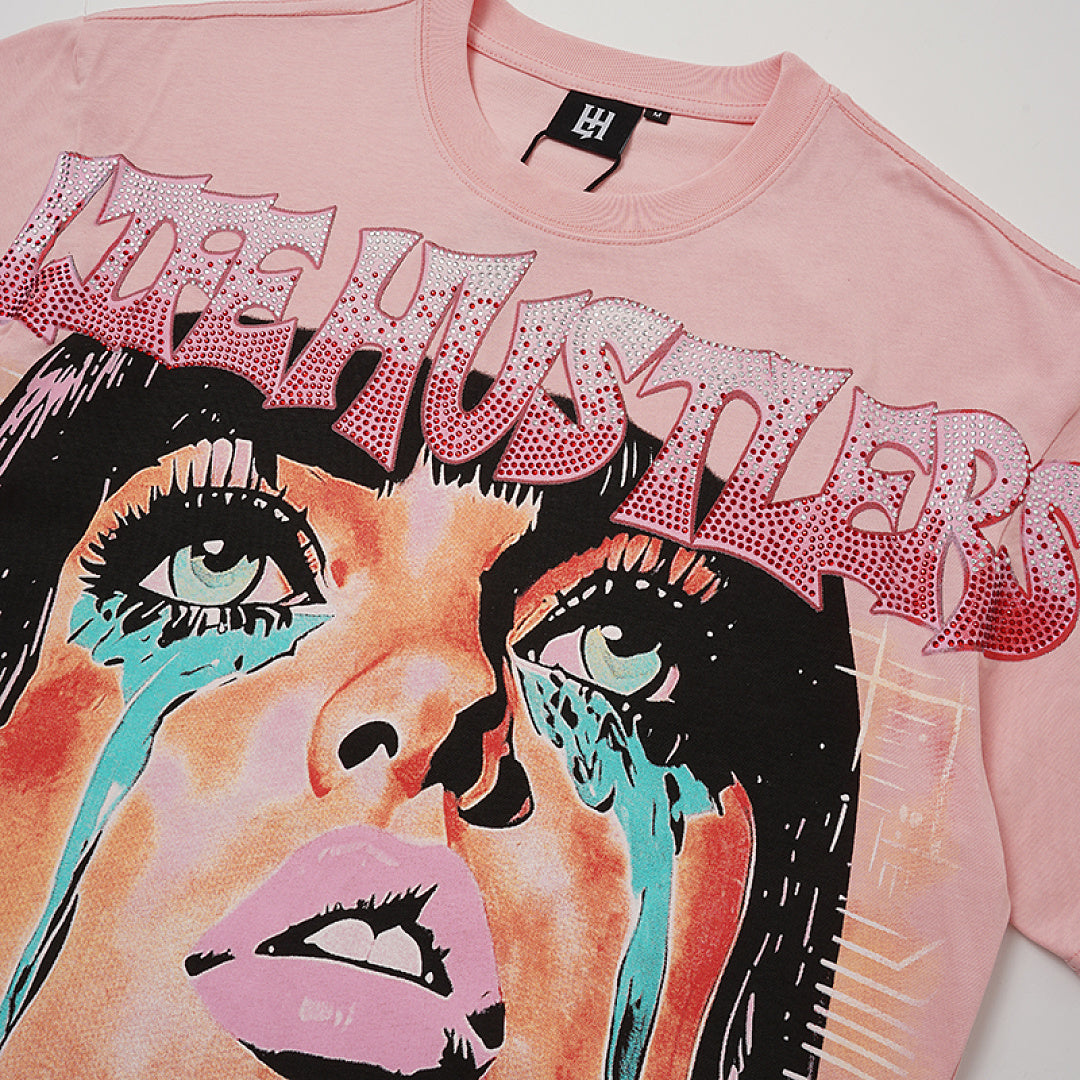 Life Hustlers Crying Angel Vintage Graphic Oversized Streetwear Tee