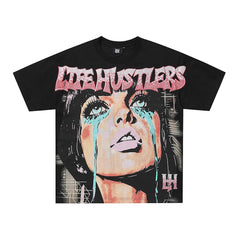 Life Hustlers Crying Angel Vintage Graphic Oversized Streetwear Tee