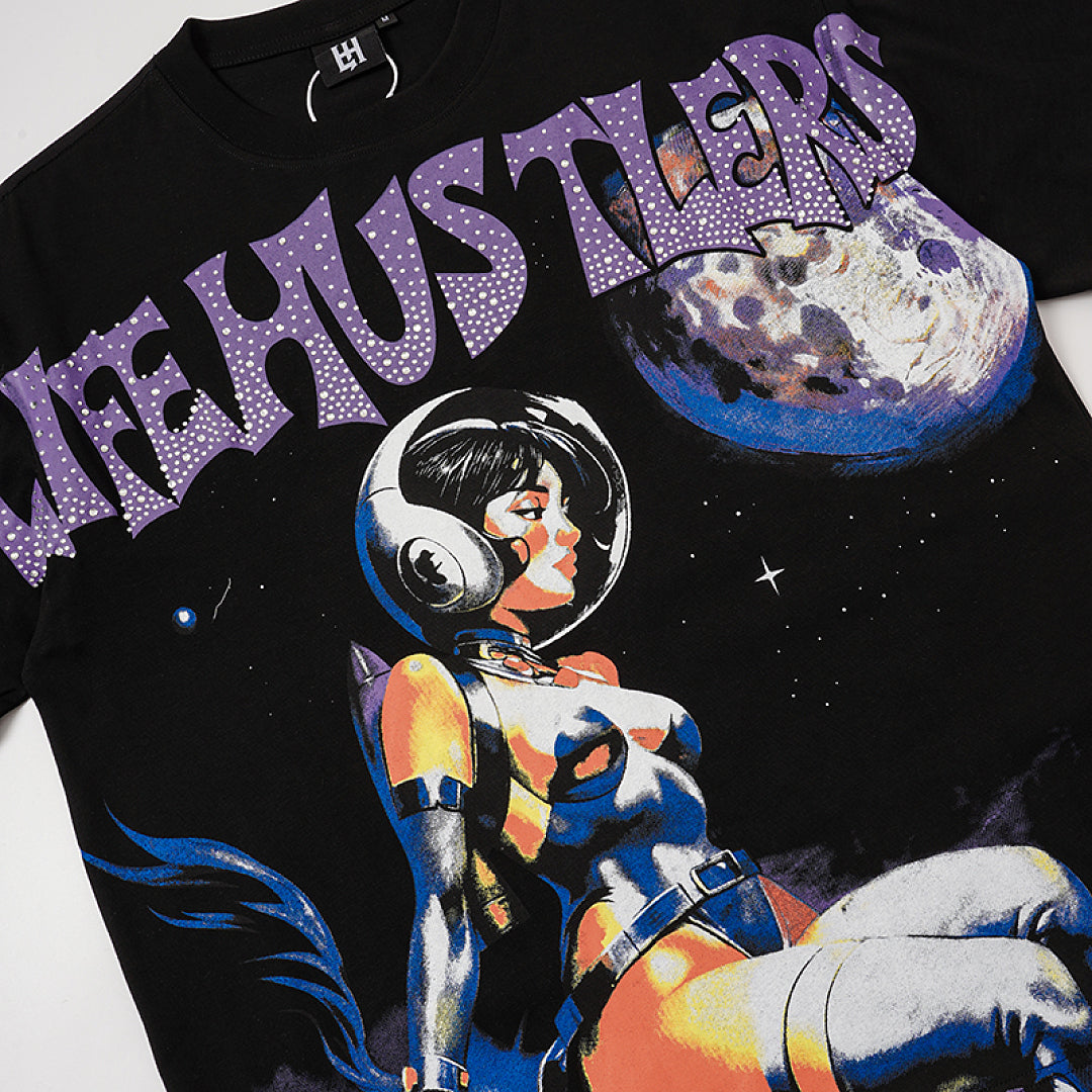 Life Hustlers Purple Moon Girl Vintage Graphic Oversized Tee