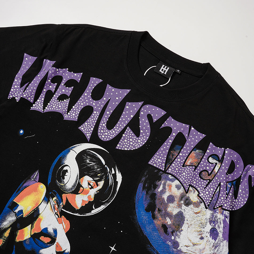 Life Hustlers Purple Moon Girl Vintage Graphic Oversized Tee