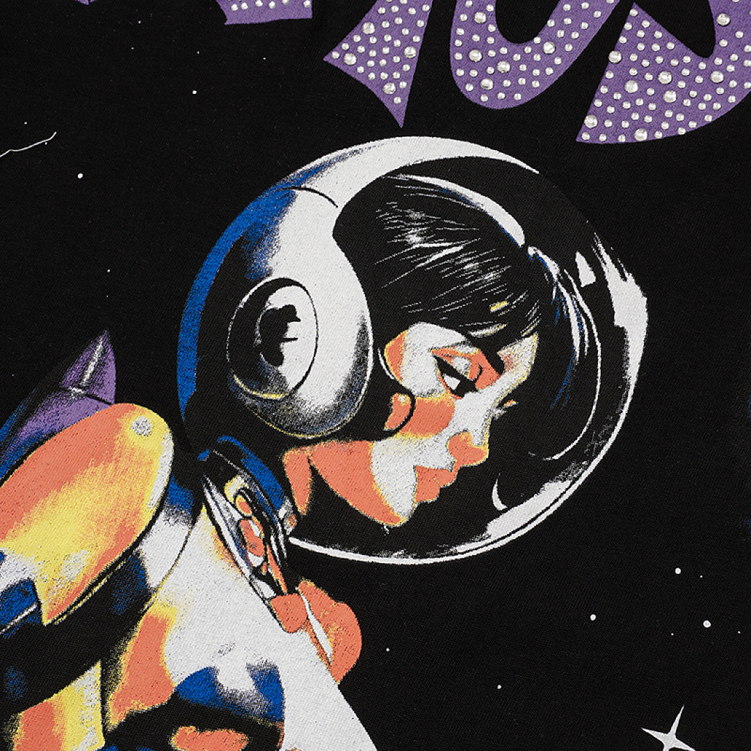 Life Hustlers Purple Moon Girl Vintage Graphic Oversized Tee