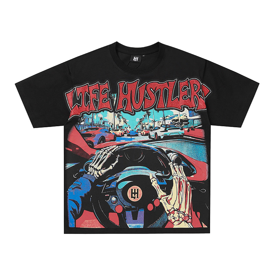 Life Hustlers Racing Machine Vintage Graphic Streetwear Tee
