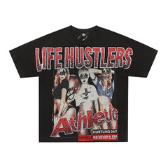Life Hustlers Purple Moon Girl Vintage Graphic Oversized Tee