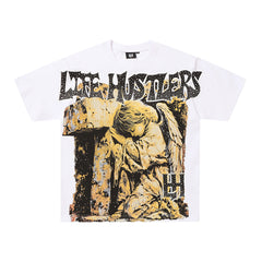 Life Hustlers Golden Warrior Antique Graphic Oversized Tee