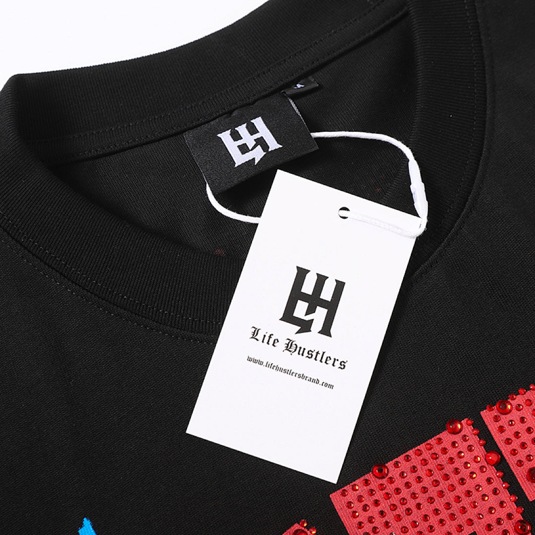 Life Hustlers Red Black Battle Graphic Vintage Streetwear Tee