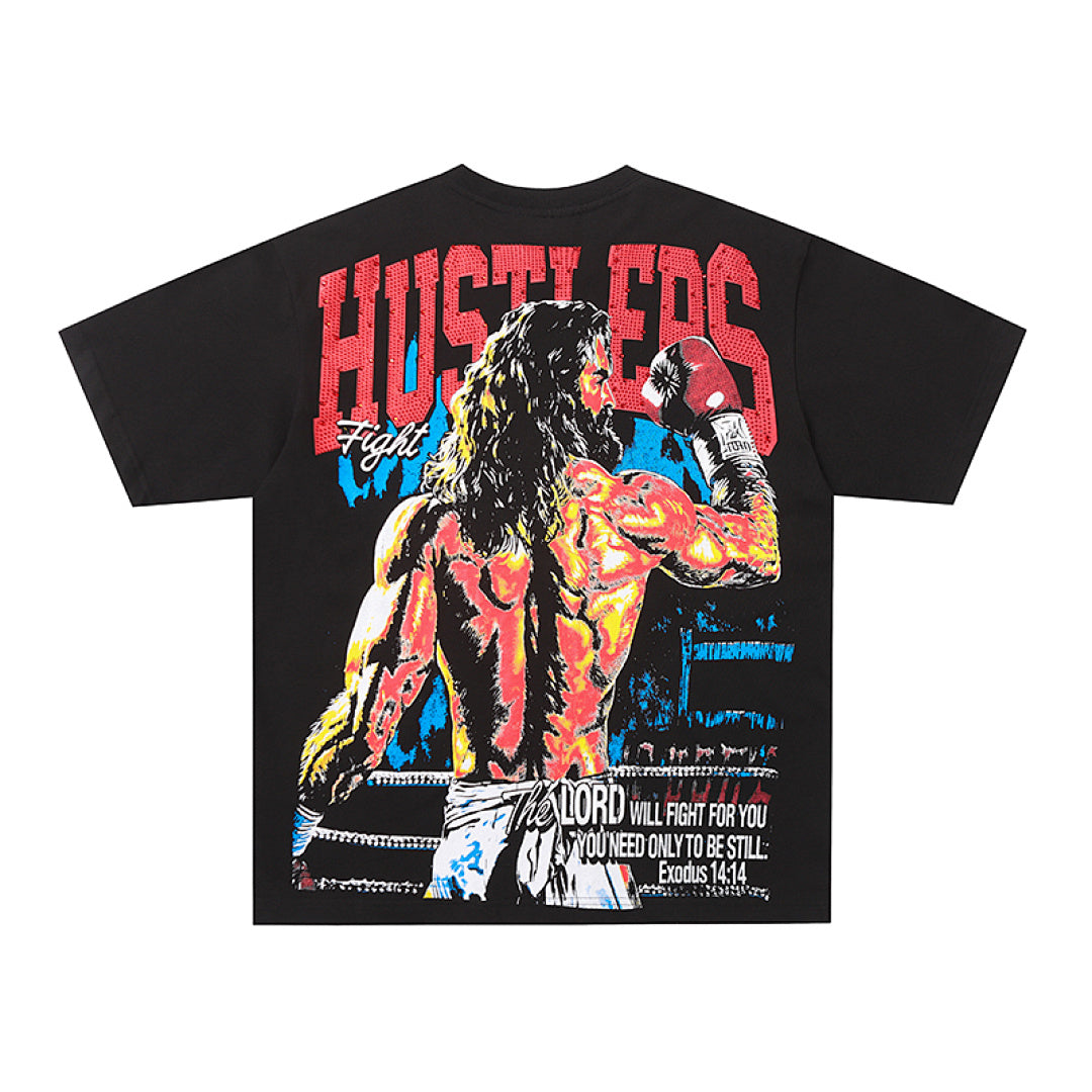 Life Hustlers Red Black Battle Graphic Vintage Streetwear Tee