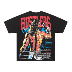 Life Hustlers Red Black Battle Graphic Vintage Streetwear Tee