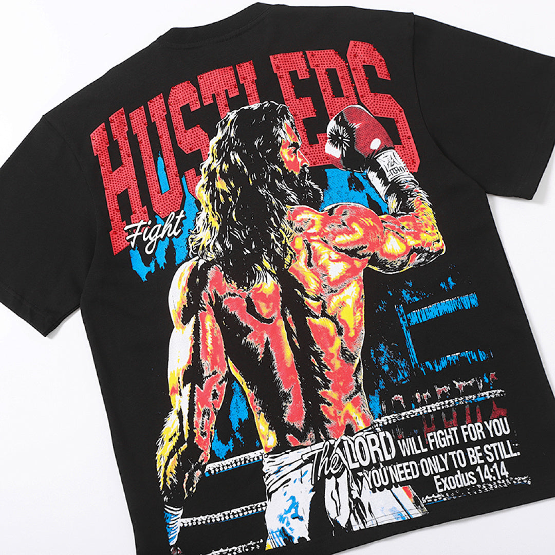 Life Hustlers Red Black Battle Graphic Vintage Streetwear Tee