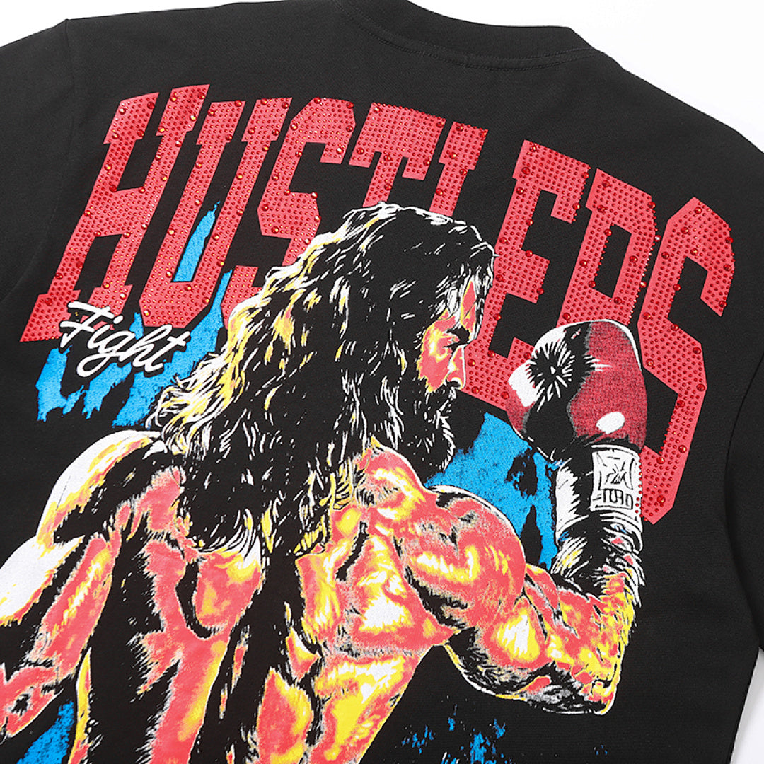 Life Hustlers Red Black Battle Graphic Vintage Streetwear Tee