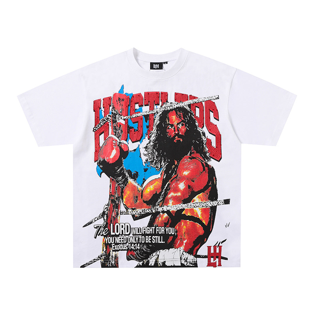 Life Hustlers Red Black Battle Graphic Vintage Streetwear Tee