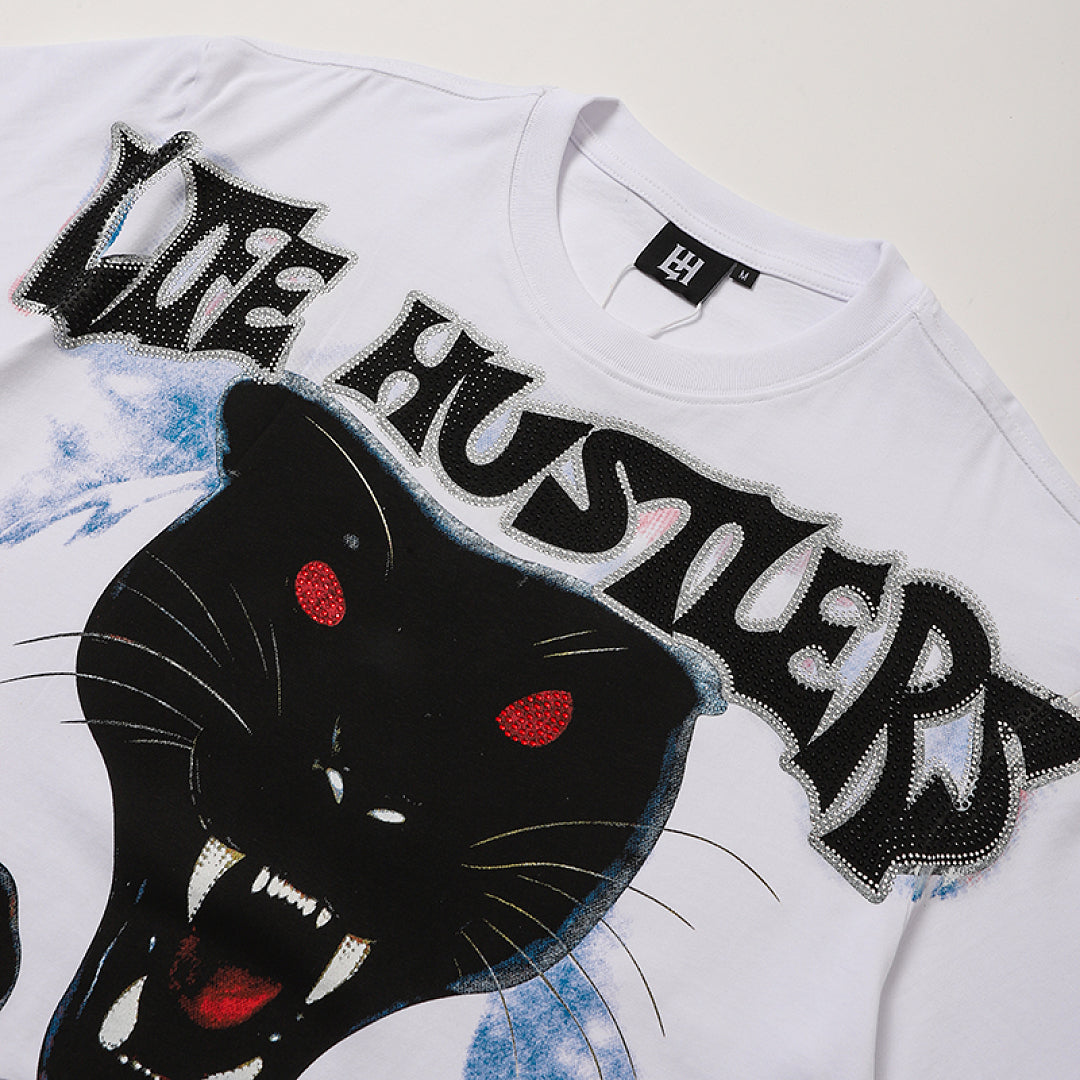 Life Hustlers Black Wolf Rebel Vintage Graphic Streetwear Tee