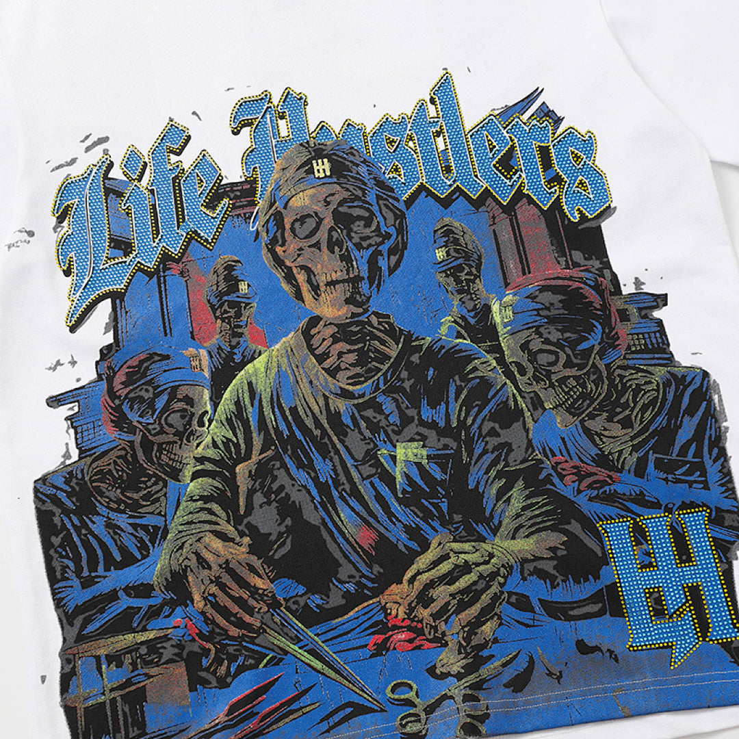 Life Hustlers Blue Guardian Vintage Graphic Oversized Tee