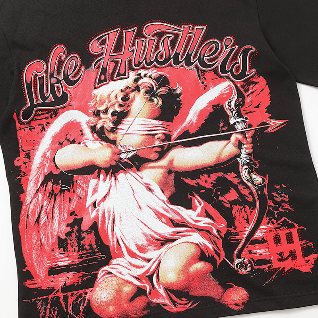 Life Hustlers Red Angel Vintage Graphic Streetwear Tee