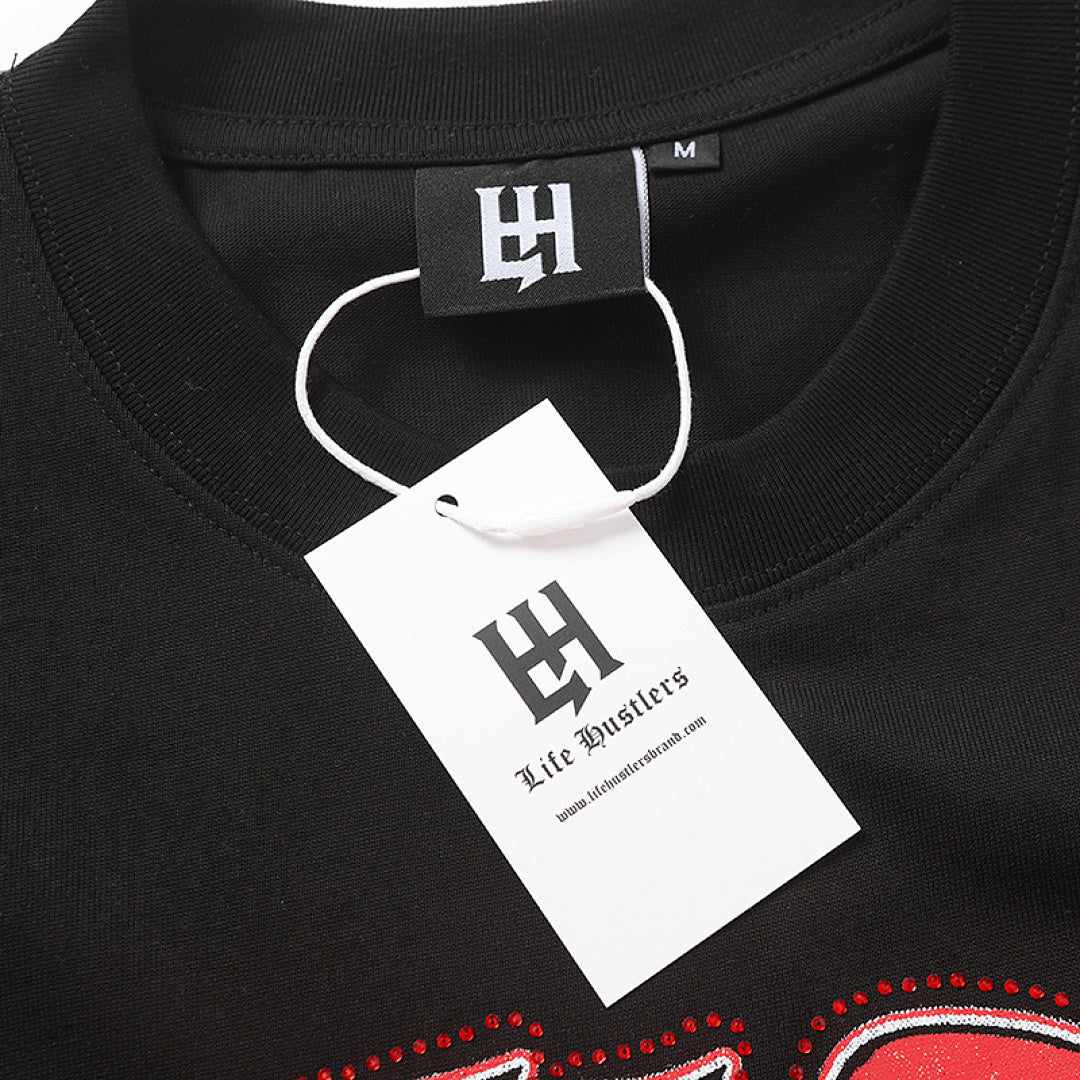 Life Hustlers Red Angel Vintage Graphic Streetwear Tee