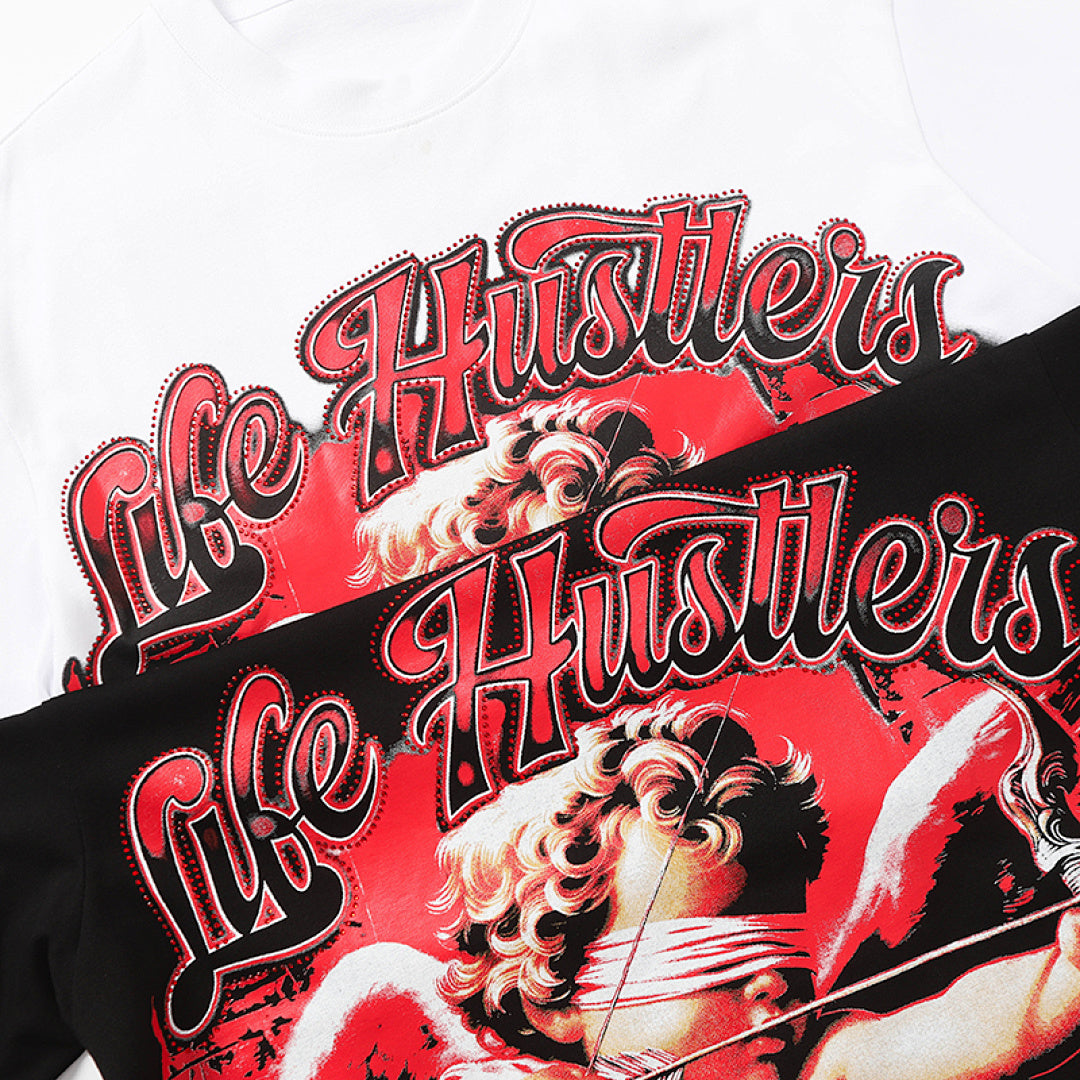 Life Hustlers Red Angel Vintage Graphic Streetwear Tee