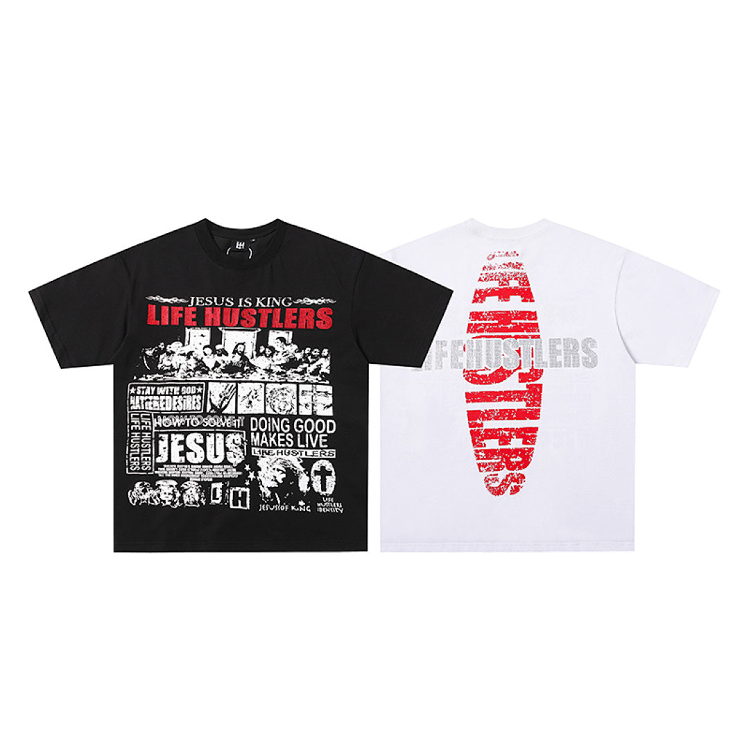 Life Hustlers Jesus King Vintage Religious Graphic Tee