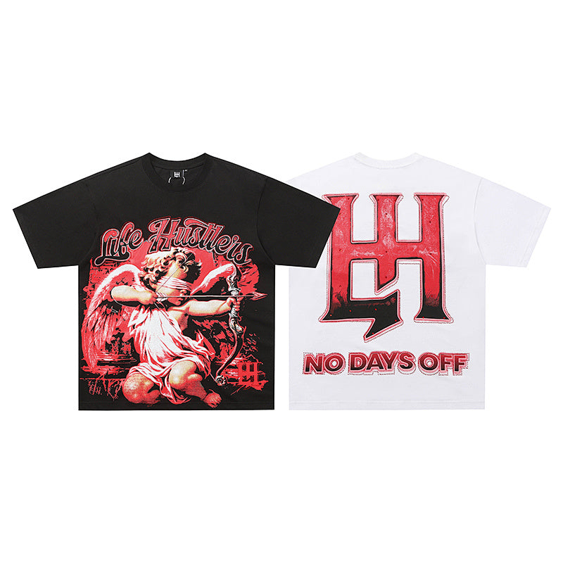 Life Hustlers Red Angel Vintage Graphic Streetwear Tee
