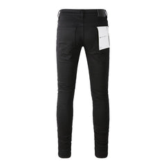 Purple Jeans Mens Black Distressed Jeans Ripped Knees Nwt Street Style Fashion 9023