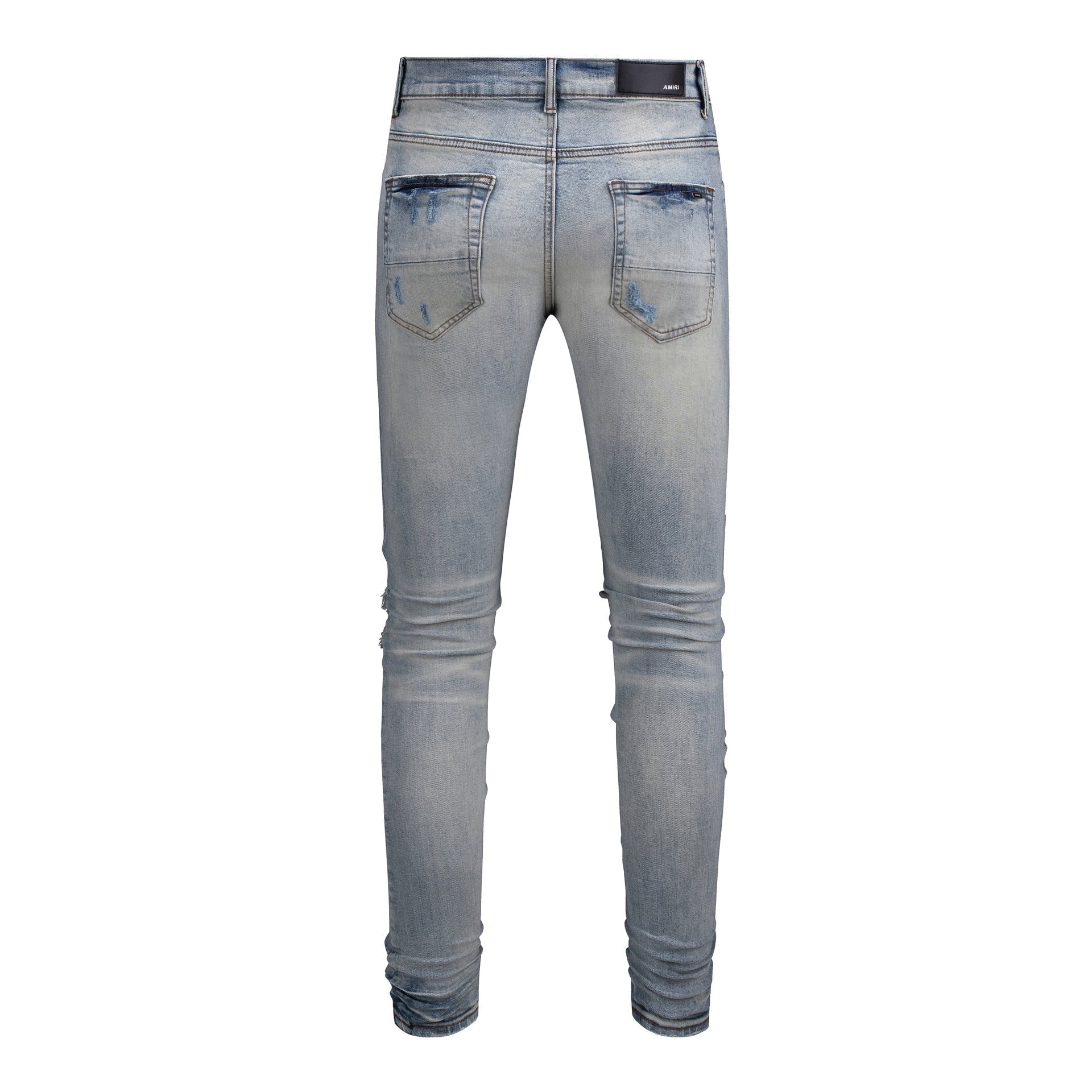 Purple Jeans Men's Slim Fit Black Jeans with Street Style Patches, Vintage Wash, and Ripped Details 6848